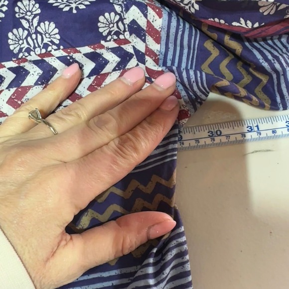 Pure Jill Patchwork Top Womens XL Purple Organic Cotton Boxy Boho Lightweight - Picture 9 of 10